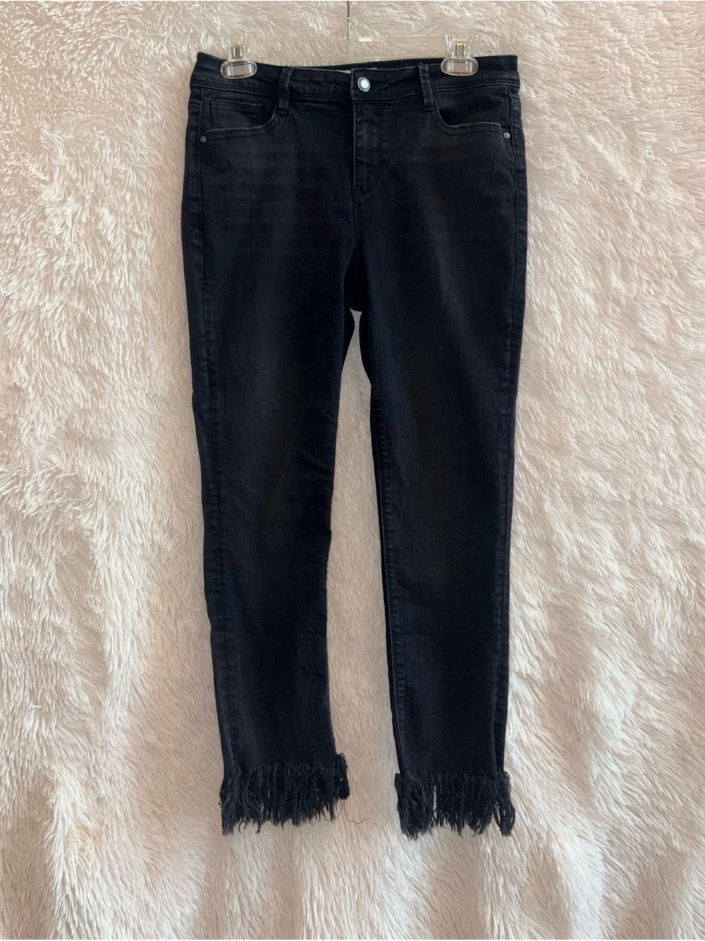Black Daisy "Kate" Straight Leg Jeans with Fringe Hem